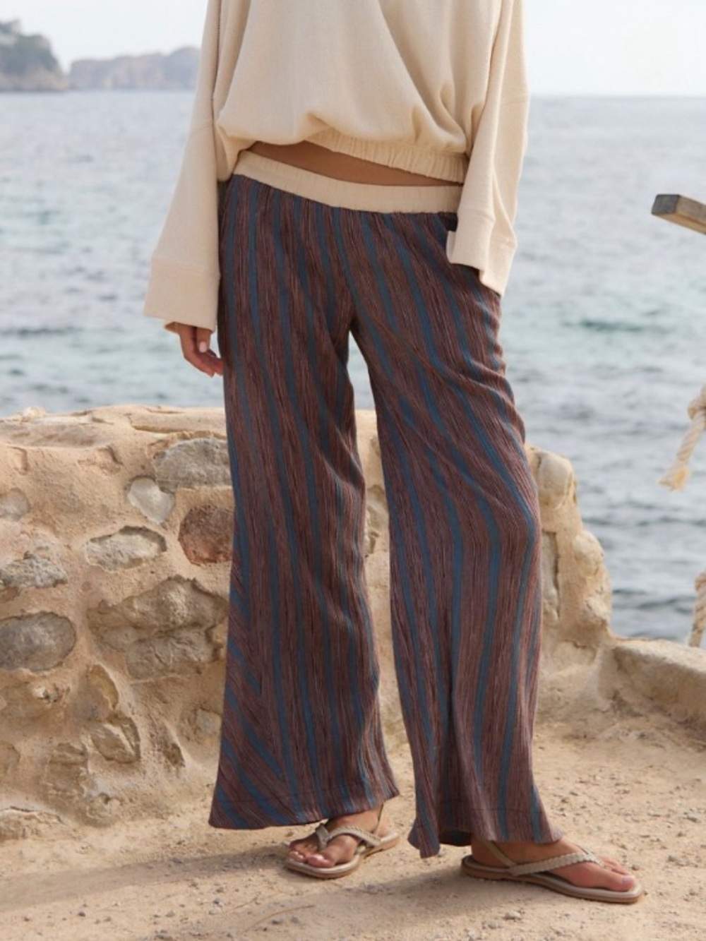Free People Bel Striped Flare Pants
